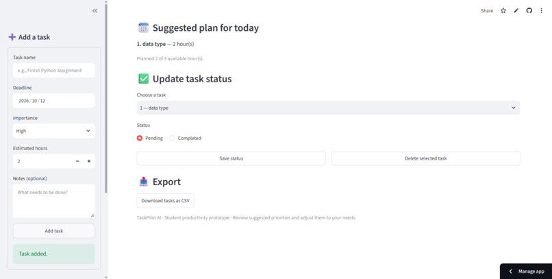 TaskPilot AI – screenshot 1