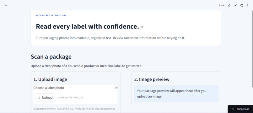 LabelLens: AI-Powered Packaging Accessibility Assistant – screenshot 1