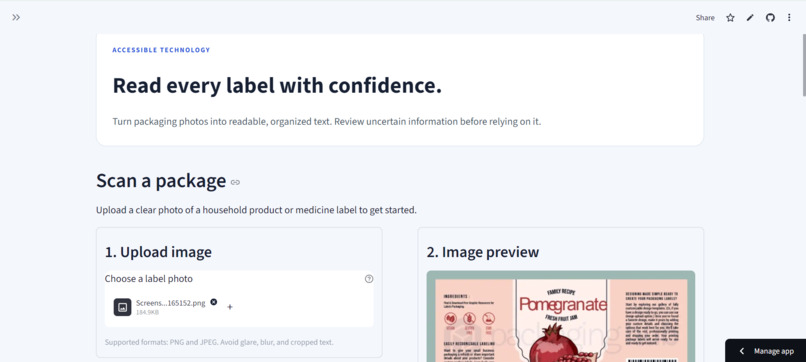 LabelLens: AI-Powered Packaging Accessibility Assistant – screenshot 3