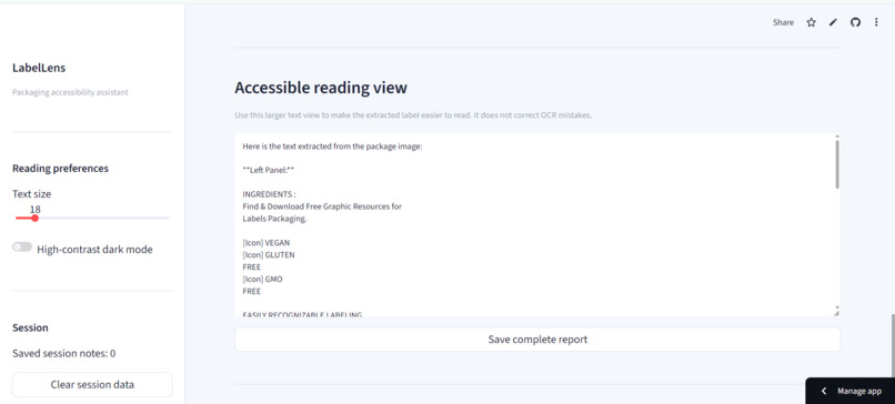 LabelLens: AI-Powered Packaging Accessibility Assistant – screenshot 7
