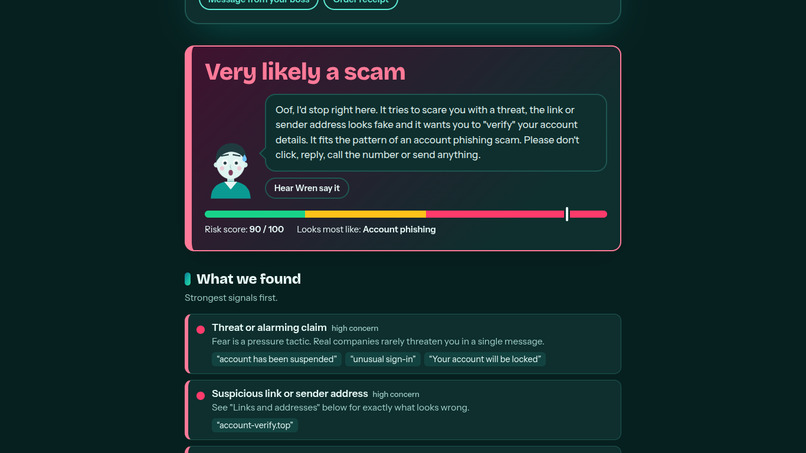 Second look: Scam detecting website – screenshot 3