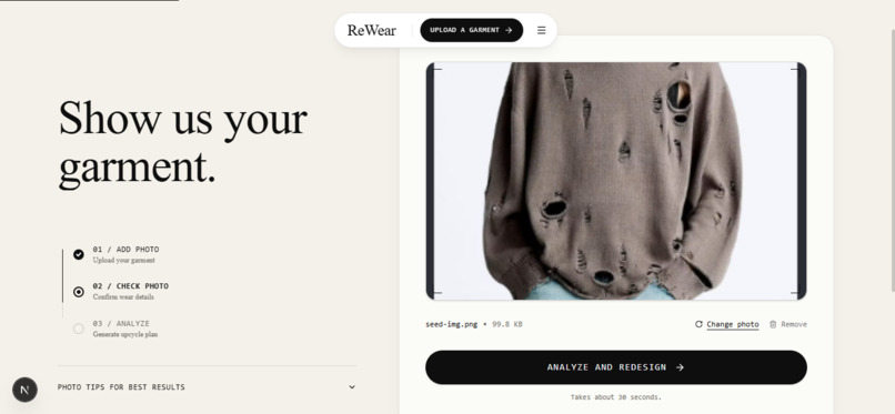 ReWear AI "Old clothes, new designs" – screenshot 3