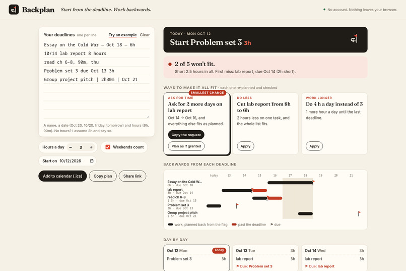 Backplan – screenshot 1