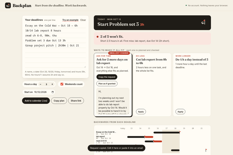 Backplan – screenshot 2