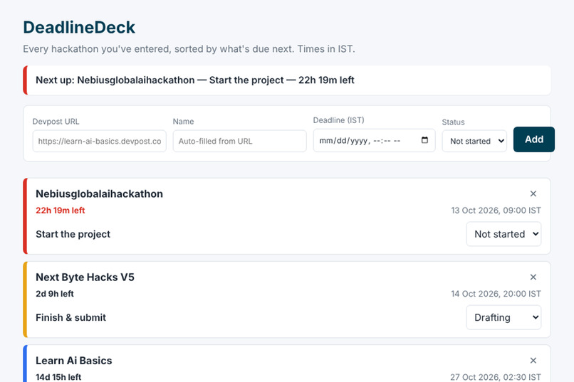 DeadlineDeck – screenshot 1
