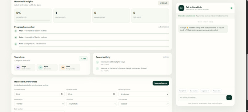 **HomeCircle — Family Care Coordination Assistant** – screenshot 2