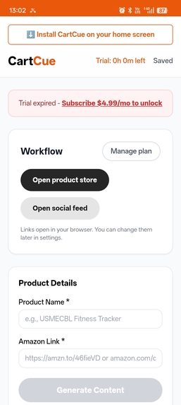 Cartcue  – screenshot 1