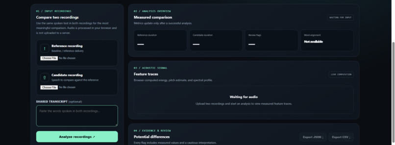 SvaraTrace: Temporal Speech Analytics – screenshot 2