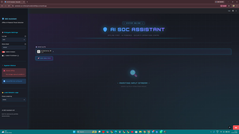 SentinelAI — AI-Powered SOC Platform – screenshot 1