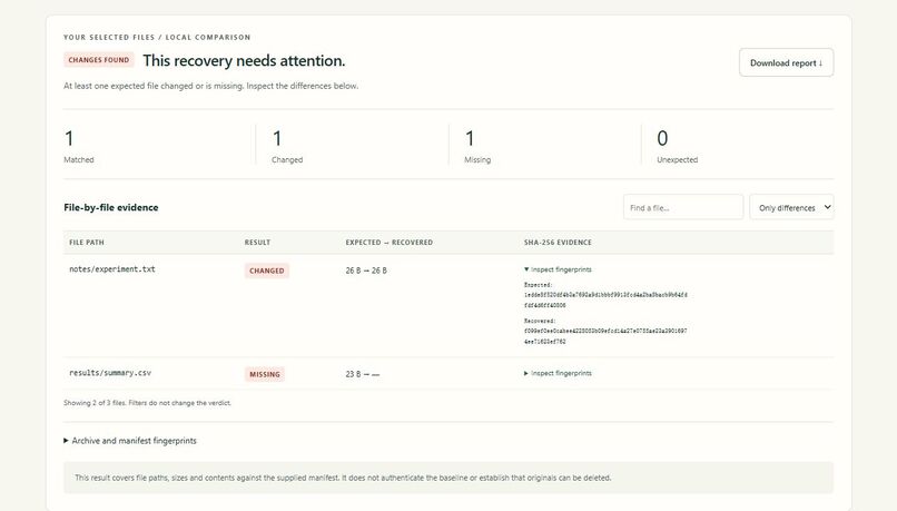 ArchiveLens — Recovery Verification Workbench – screenshot 2