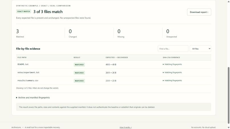 ArchiveLens — Recovery Verification Workbench – screenshot 3
