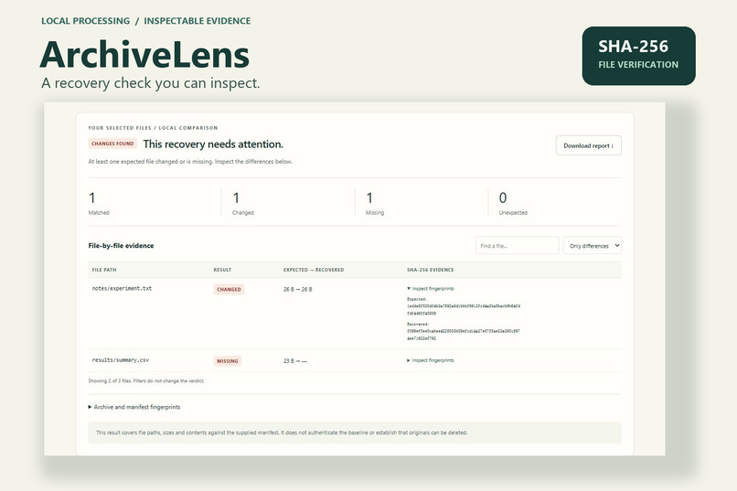 ArchiveLens — Recovery Verification Workbench – screenshot 4