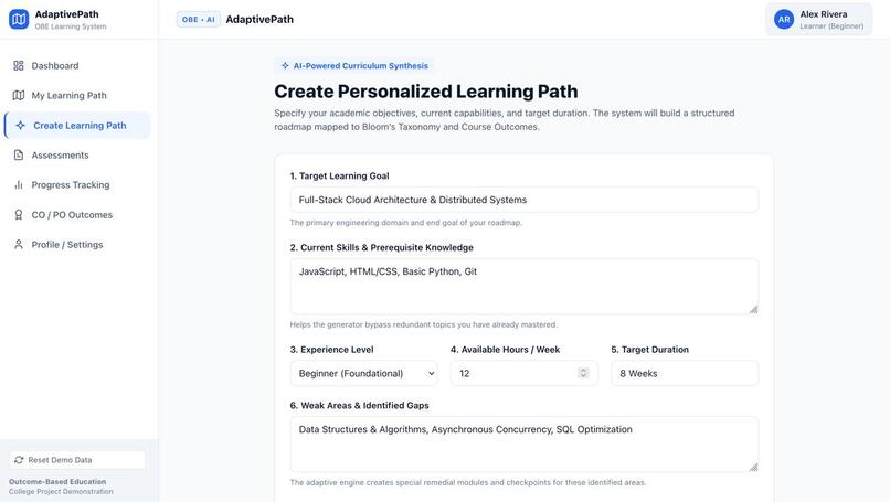 Adaptive OBE Learning Path Generator – screenshot 3