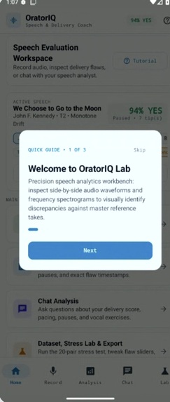 OratoMetric: Contrastive Speech Analytics & Flaw Grounding – screenshot 1