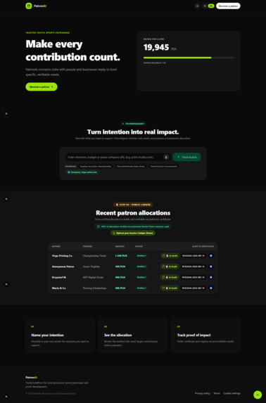 PatronAI - AI Agent Micro-Sponsorship Platform – screenshot 1