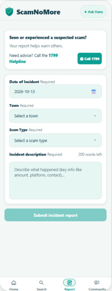 ScamNoMore mobile app – screenshot 3