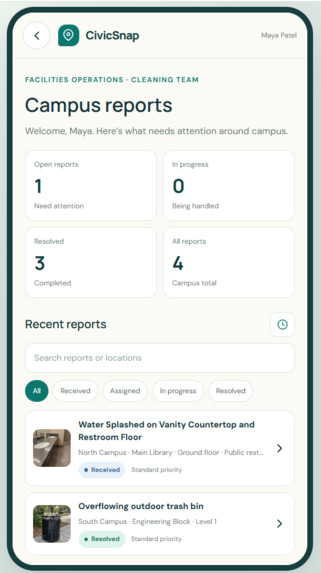 CivicSnap - Campus Care – screenshot 1