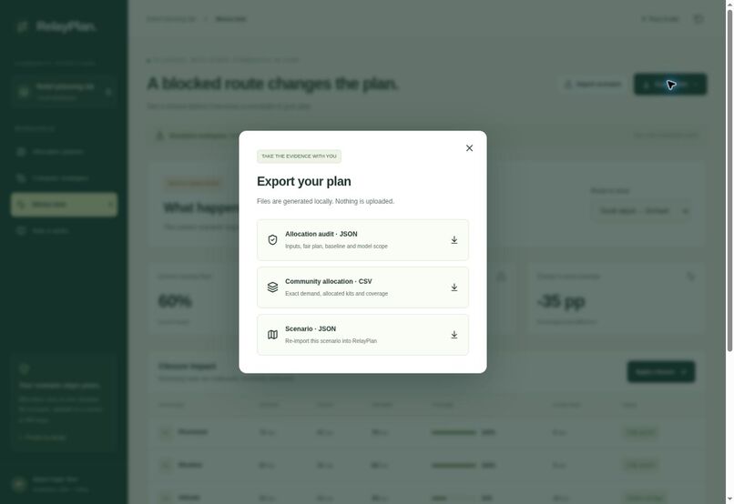 RelayPlan – screenshot 2