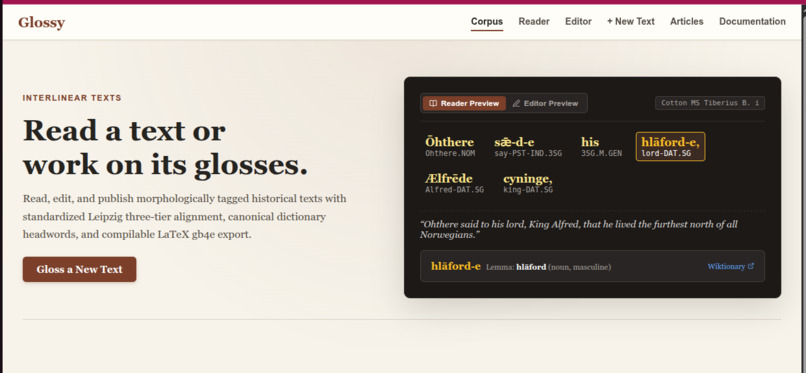 Glossed: Enhanced interlinear glossing for language learning – screenshot 2