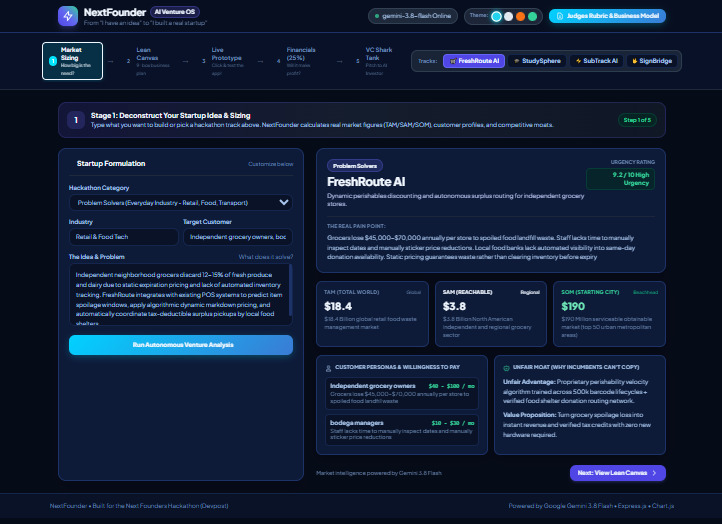 NextFounder: Autonomous AI Co-Founder & Venture Engine – screenshot 1