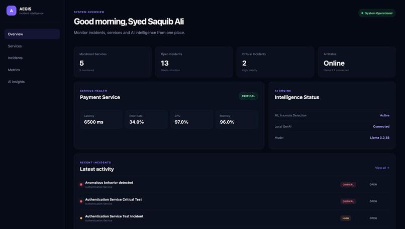 AEGIS – AI-Powered Incident Intelligence Platform – screenshot 5