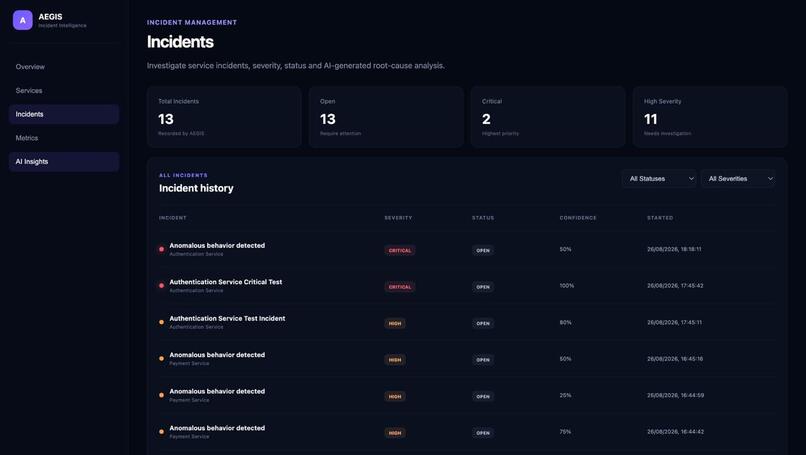 AEGIS – AI-Powered Incident Intelligence Platform – screenshot 3
