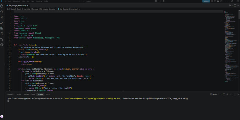 file change detector – screenshot 1