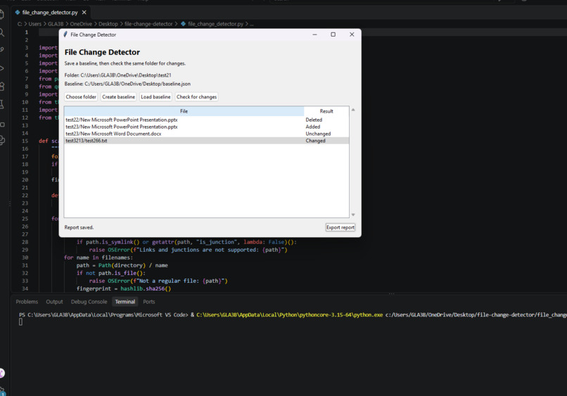 file change detector – screenshot 2