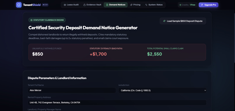 TenantShield: The AI Lease Defender & Clawback Engine – screenshot 5