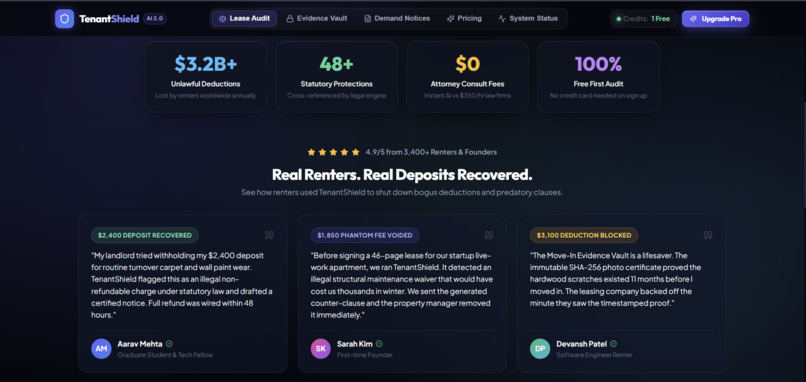 TenantShield: The AI Lease Defender & Clawback Engine – screenshot 2