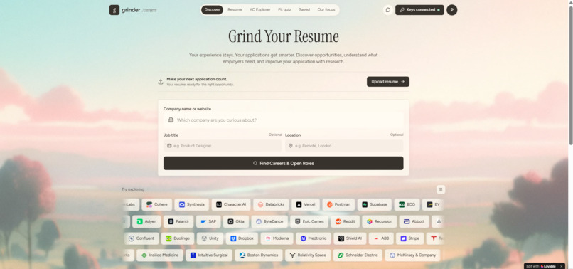 GrinderResume – screenshot 1