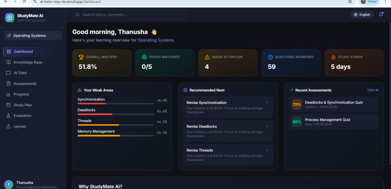 StudyMate AI – Personalized Intelligent Learning Platform – screenshot 2