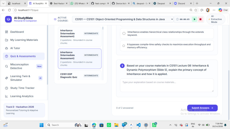 AI StudyMate: Learning Twin + Misconception Detective – screenshot 2