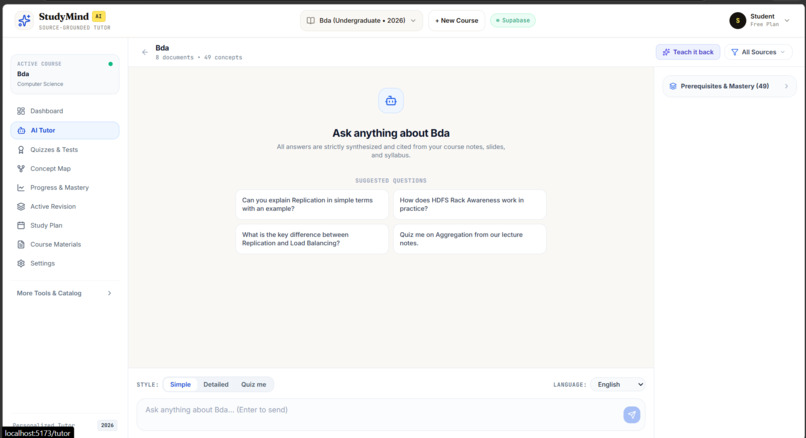 StudyMind AI: Multimodal Source-Grounded Tutor – screenshot 1