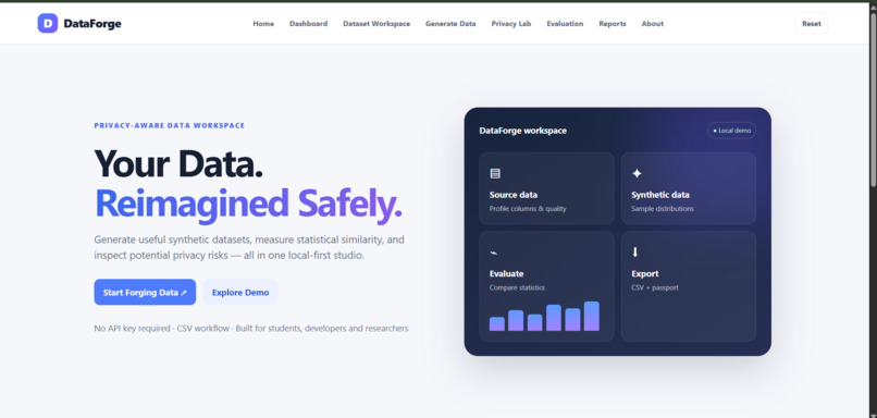 DataForge – Synthetic Data Studio – screenshot 1