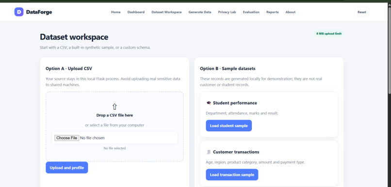DataForge – Synthetic Data Studio – screenshot 2