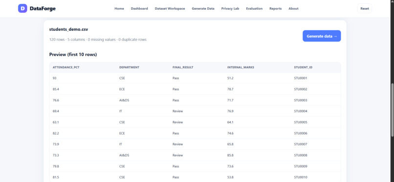 DataForge – Synthetic Data Studio – screenshot 3