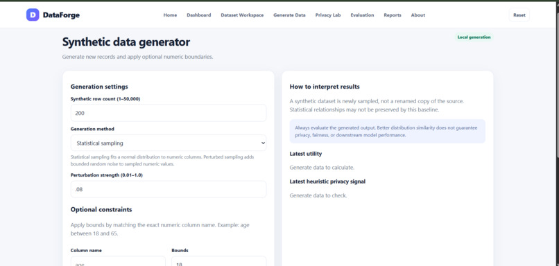 DataForge – Synthetic Data Studio – screenshot 4