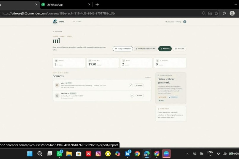 Citexa: Source-Grounded Adaptive Study Companion – screenshot 5