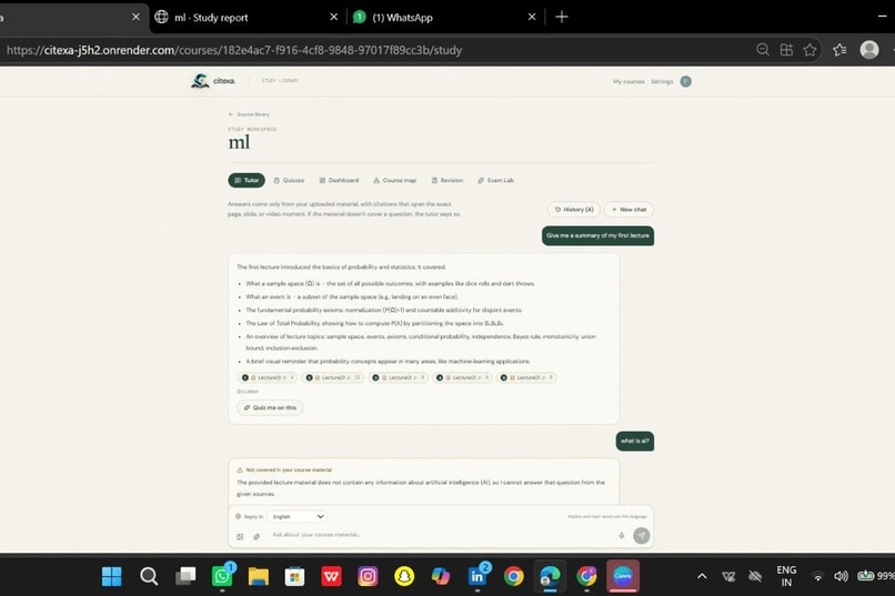 Citexa: Source-Grounded Adaptive Study Companion – screenshot 7