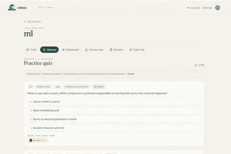 Citexa: Source-Grounded Adaptive Study Companion – screenshot 8