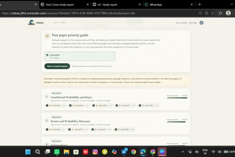 Citexa: Source-Grounded Adaptive Study Companion – screenshot 14