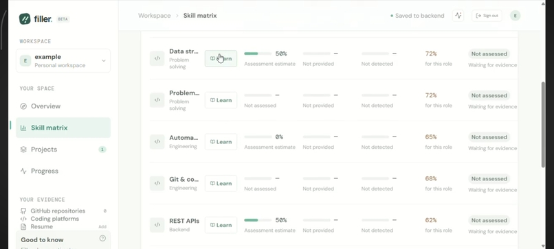 Filler -AI-Powered Developer Skill Gap Analyzer – screenshot 2