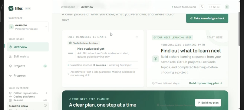 Filler -AI-Powered Developer Skill Gap Analyzer – screenshot 1
