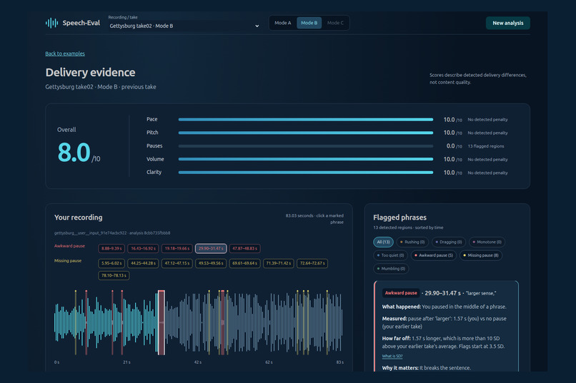 Speech Evaluation – screenshot 2