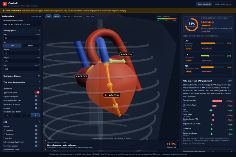 CardioAI: Coronary Risk Prediction & 3D Visualization – screenshot 3