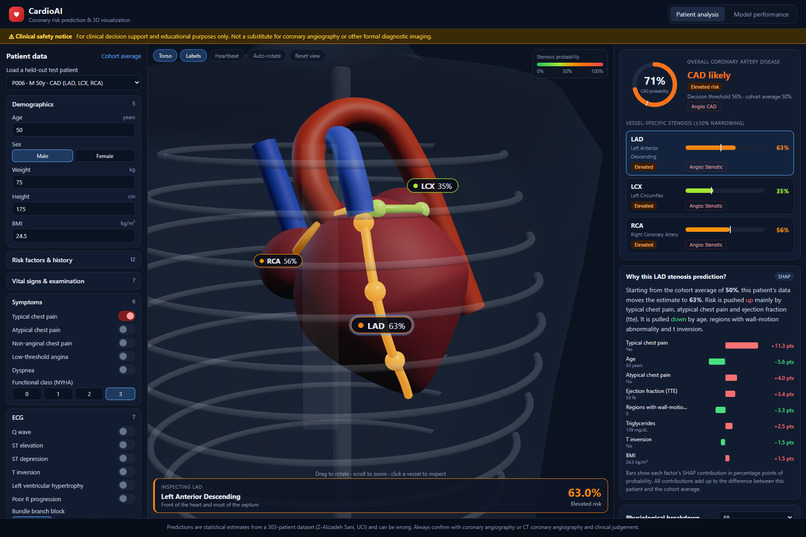 CardioAI: Coronary Risk Prediction & 3D Visualization – screenshot 5