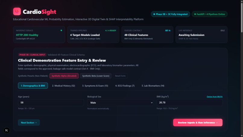 CardioSight — AI-Powered Cardiovascular ML Visualization – screenshot 1