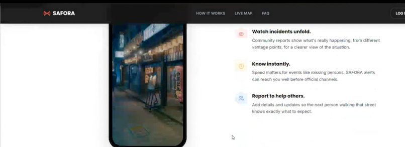 Safora: AI-Powered City Safety Platform – screenshot 1
