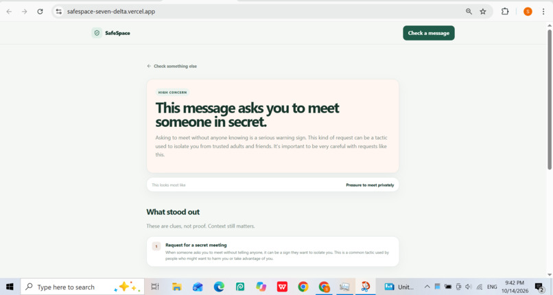 SafeSpace – screenshot 1